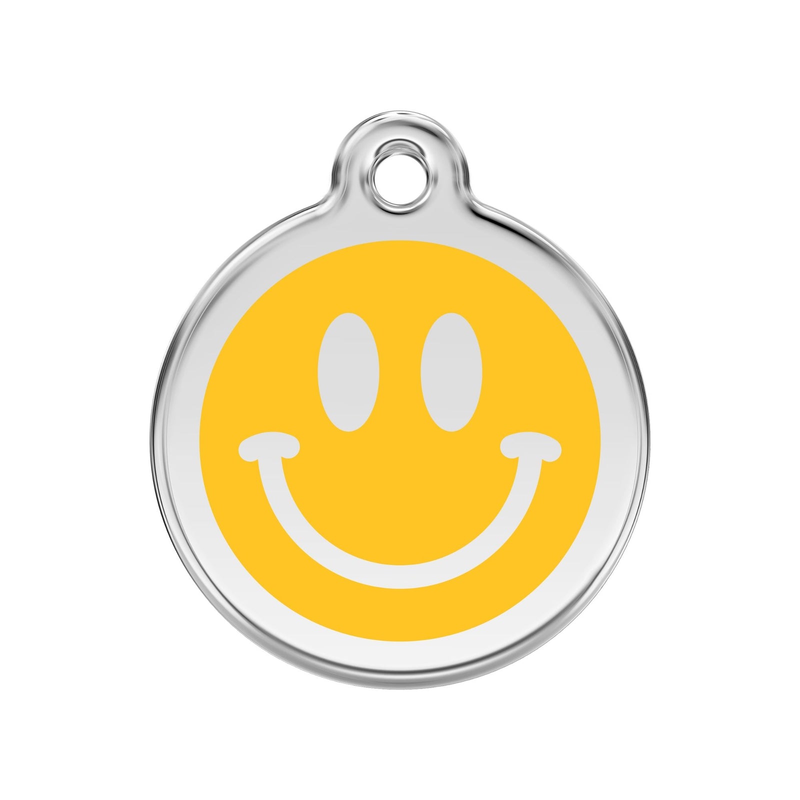 Red Dingo Smiley Face Dog Tag, Enamel & Stainless Steel | Barks & Bunnies
