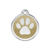 Red Dingo Glitter Paw Print Dog Tag, Enamel Pet Tag UK | Barks & Bu...