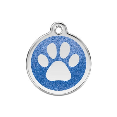 Red Dingo Glitter Paw Print Dog Tag, Enamel Pet Tag UK | Barks & Bu...
