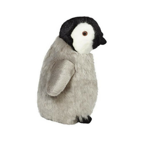 Fluff and Tuff Skipper the Penguin plush dog toy in grey and black with white face on white background