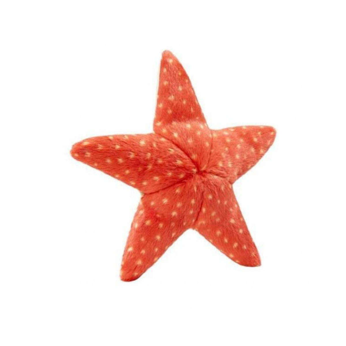 Fluff and Tuff Ziggy Starfish plush dog toy in orange with white spots on white background