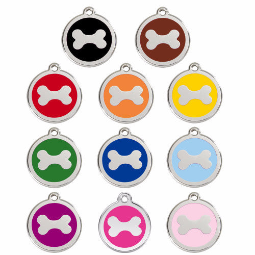 Red Dingo Bone Dog ID Tag, Enamel &amp; Stainless Steel | Barks &amp; Bunnies