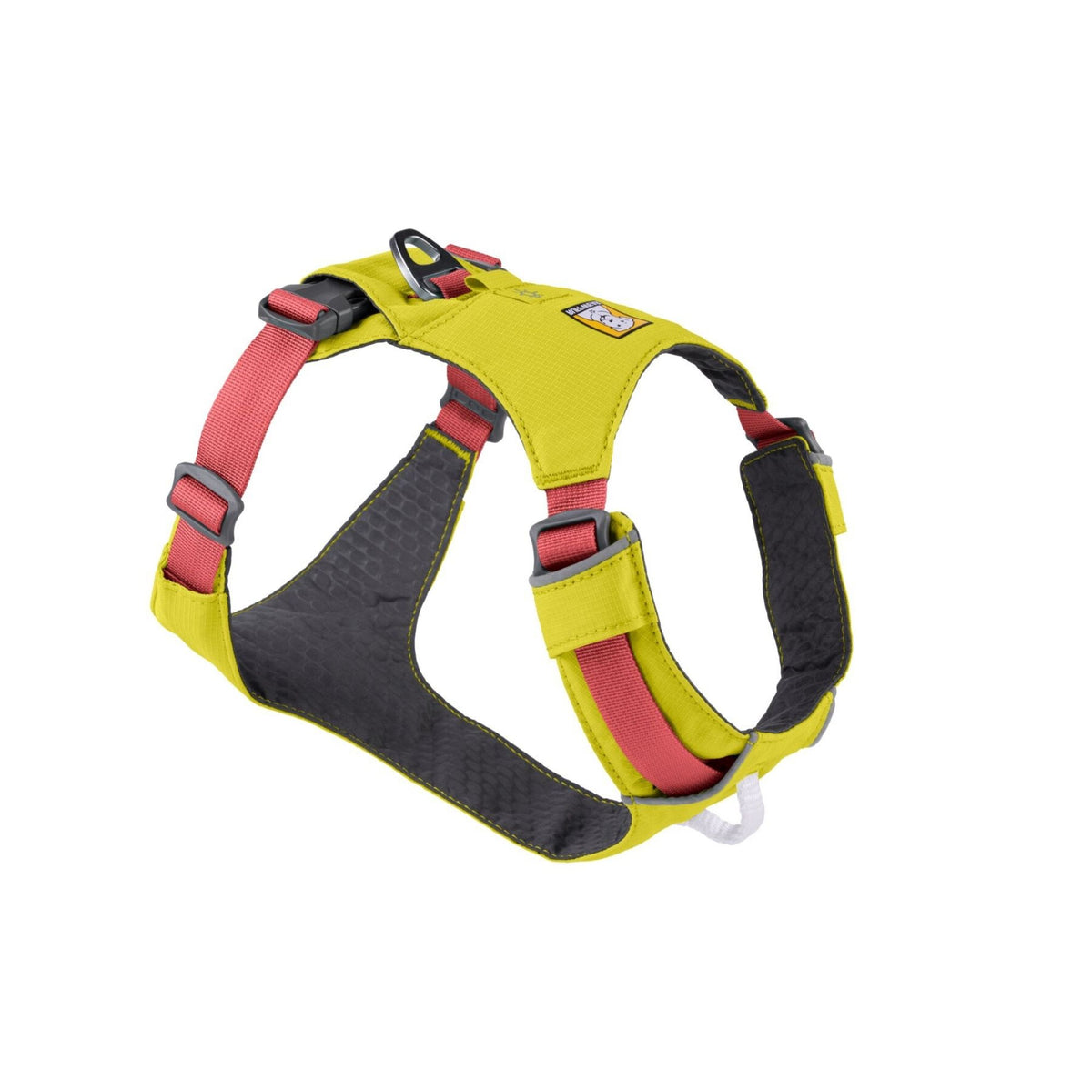 Ruffwear Hi &amp; Light dog harness in Lichen Green, front three-quarter view on white background