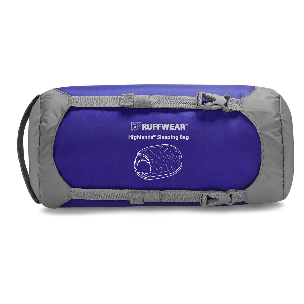 Ruffwear Highlands Dog Sleeping Bag compressed into its stuff sack