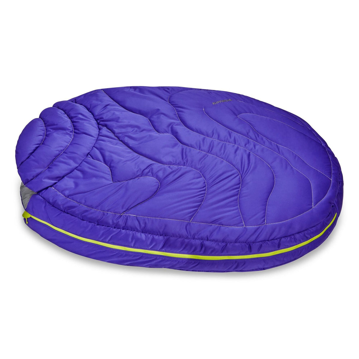 Ruffwear Highlands Dog Sleeping Bag seen from above, zipped closed