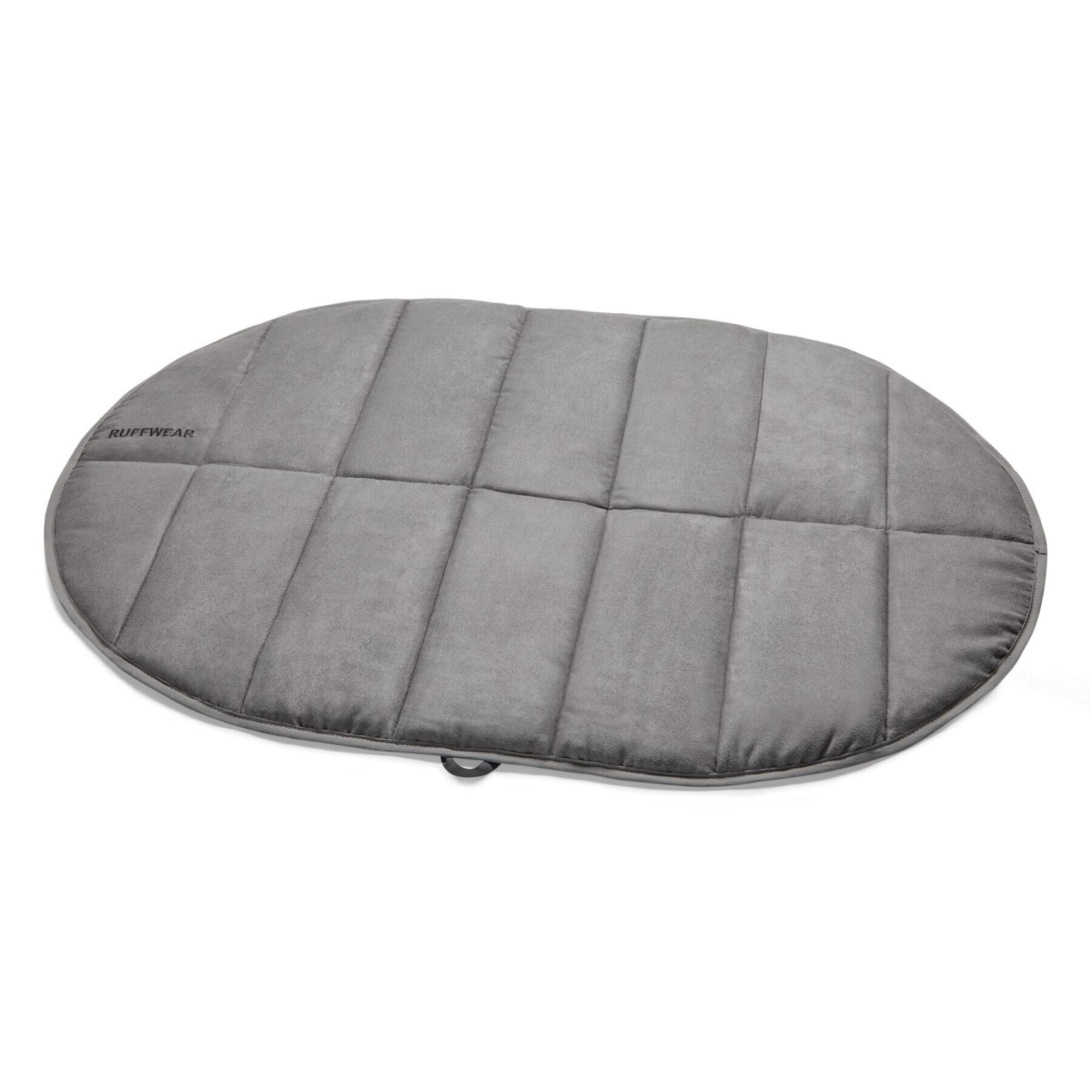 Ruffwear Highlands Pad in Cloudburst Gray, product shot showing oval quilted pad flat