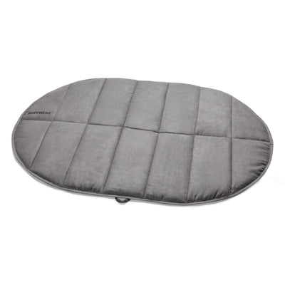 Ruffwear Highlands Pad in Cloudburst Gray, product shot showing oval quilted pad flat