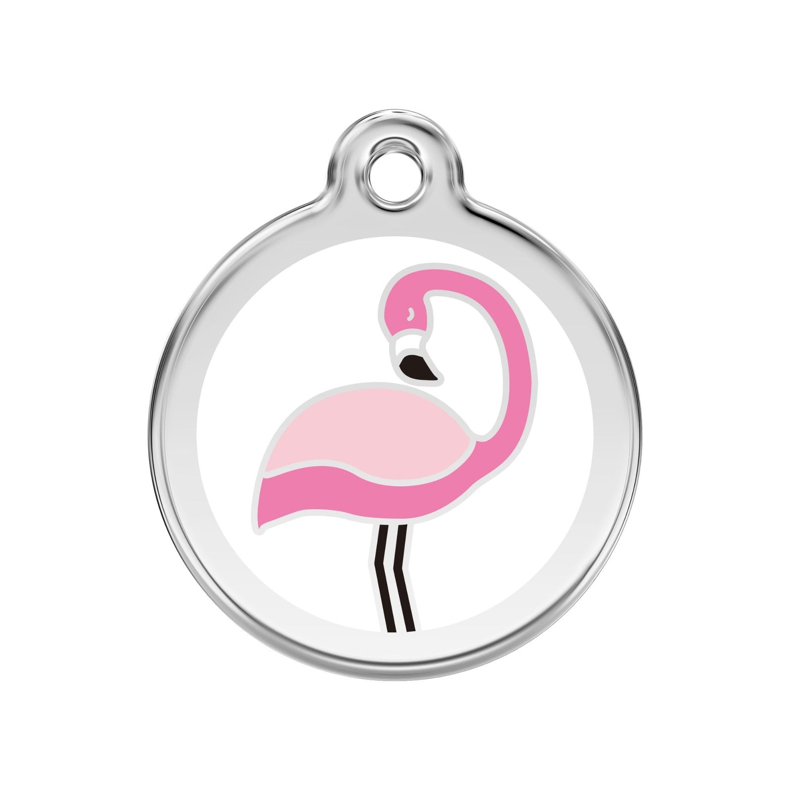 Red Dingo Flamingo Dog Tag, Enamel & Stainless Steel | Barks & Bunnies