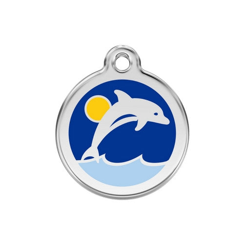 Red Dingo Dolphin Dog Tag, Enamel & Stainless Steel | Barks & Bunnies