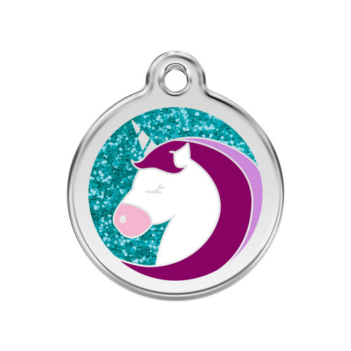 Red Dingo Glitter Unicorn Dog Tag, Dog ID Tag | Barks &amp; Bunnies