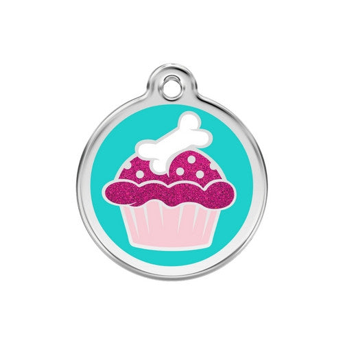Red Dingo Glitter Cupcake Dog Tag, Enamel Pet Tag UK | Barks & Bunnies