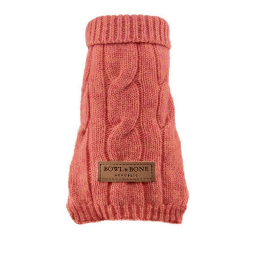 Bowl &amp; Bone Aspen Pullover Pink, Warm Wool Dog Coat | Barks &amp; Bunnies